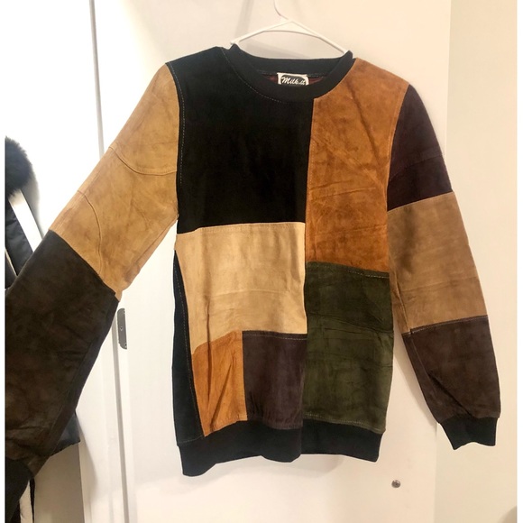 ASOS Milk it vintage 70’s patchwork suede sweater - Picture 3 of 7
